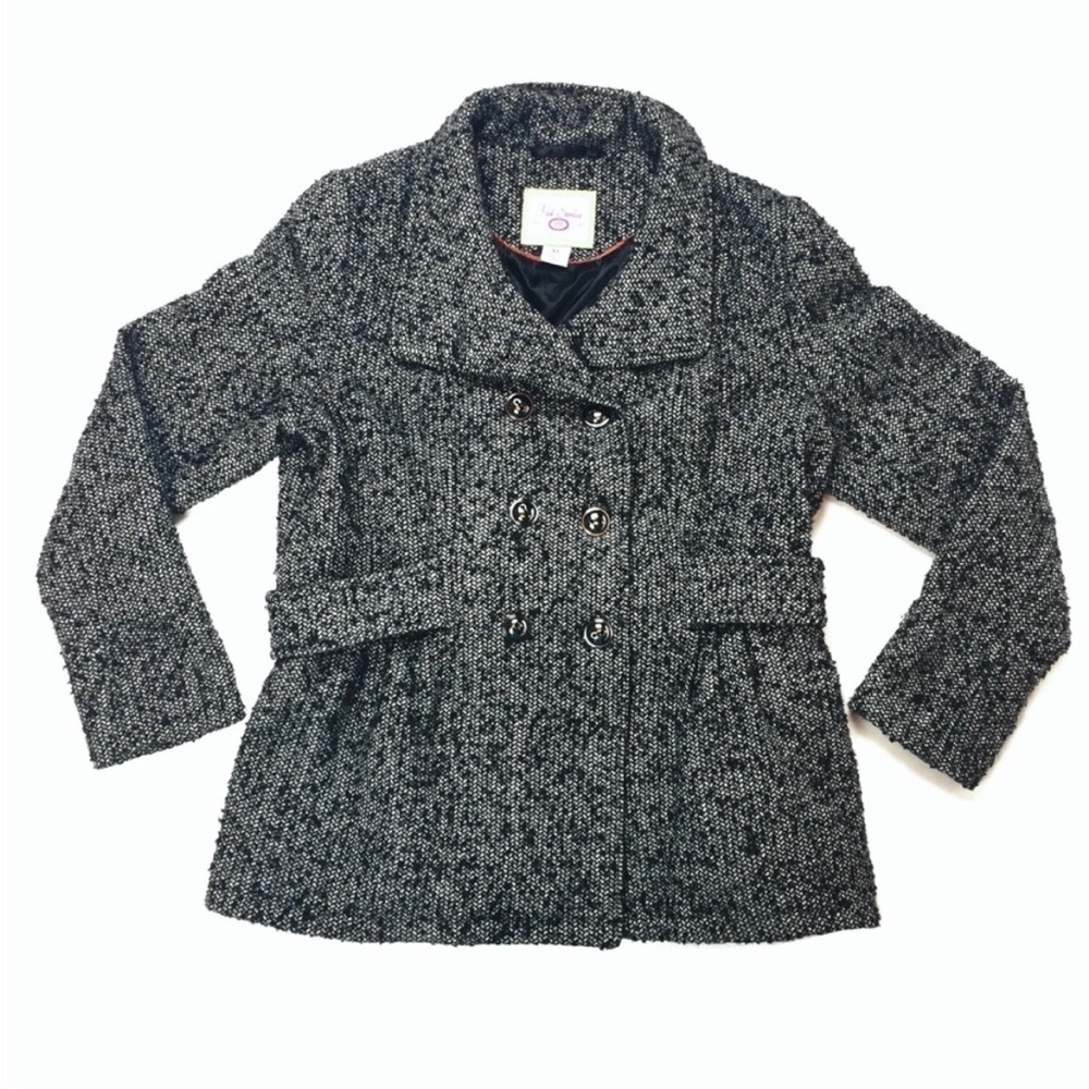 PINK ENVELOPE Classic Peacoat Jacket Tweed Dark Academia Wool Military XL Junior
